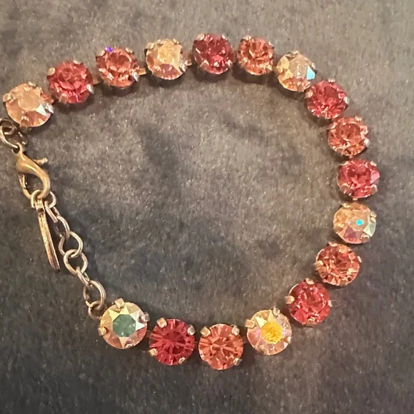 Pink Crystal Tennis Bracelet - Women Jewelry - Picture 9 of 10